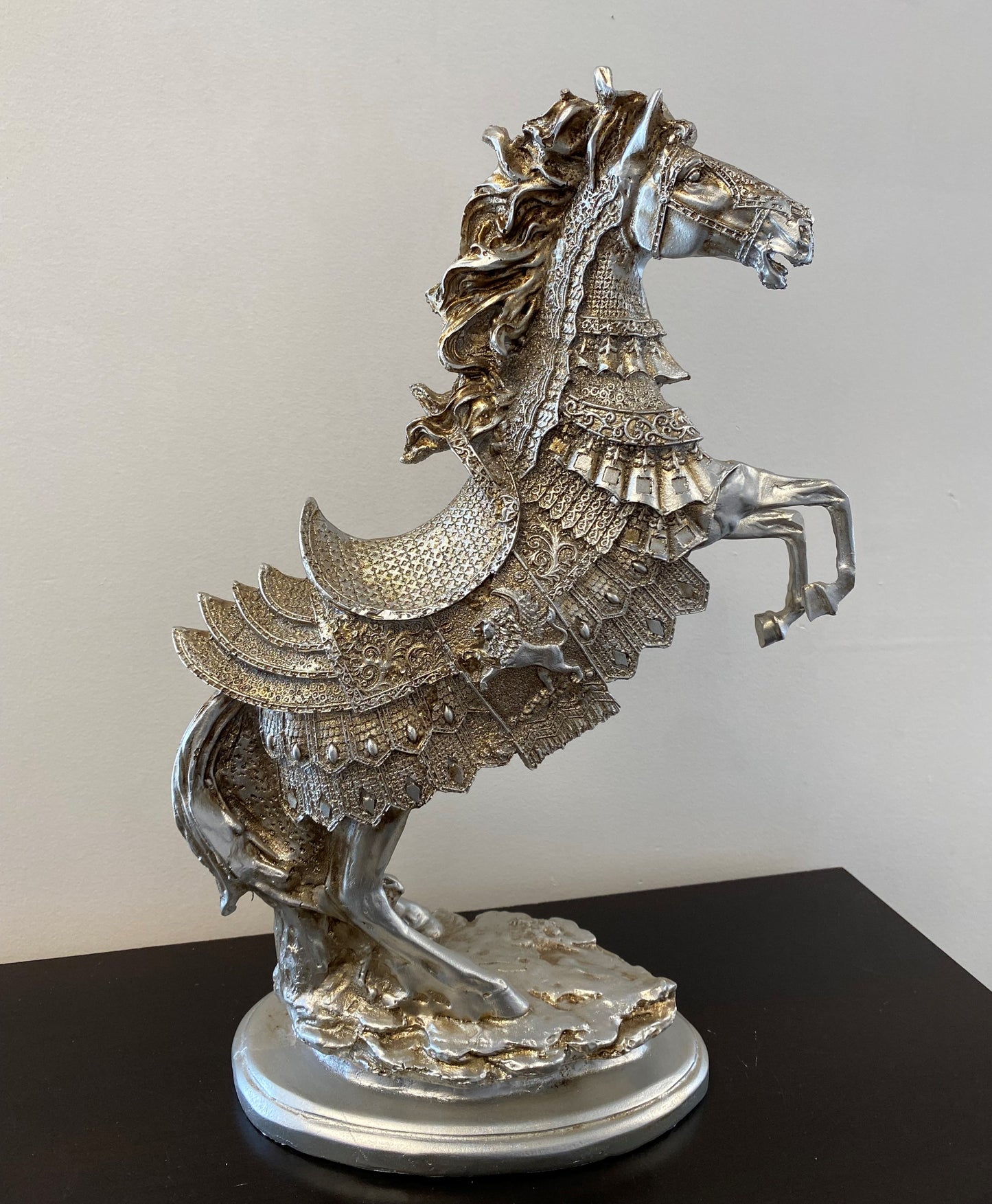 Regal Equestrian Plated Statue