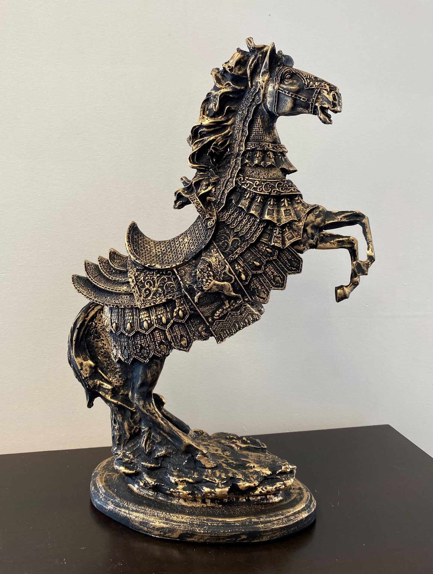 Regal Equestrian Plated Statue