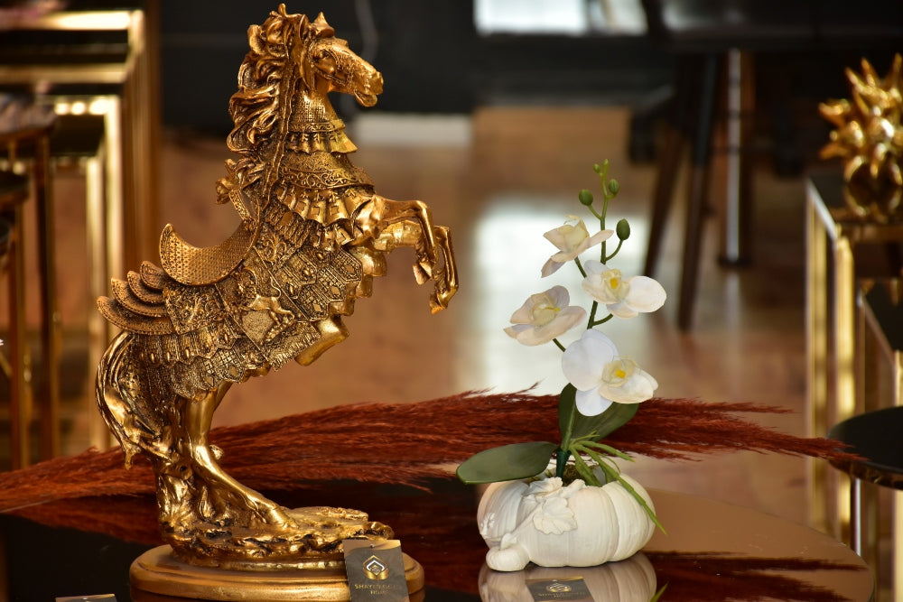 Regal Equestrian Plated Statue