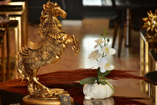 Regal Equestrian Plated Statue