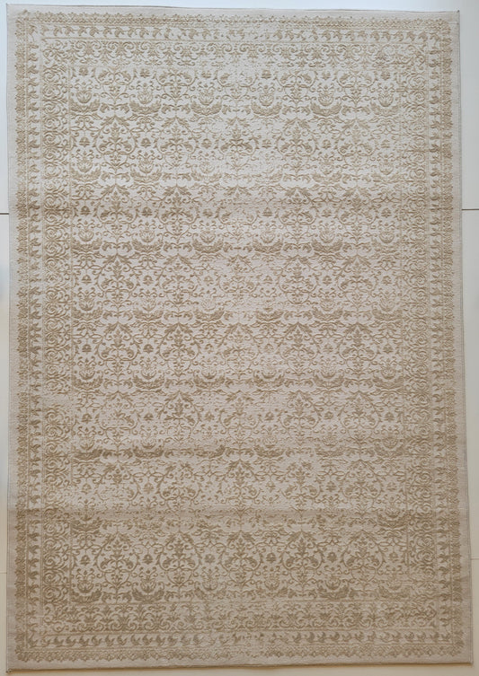 Airmont Damask Area Rug. Eggshell, White, and Beige