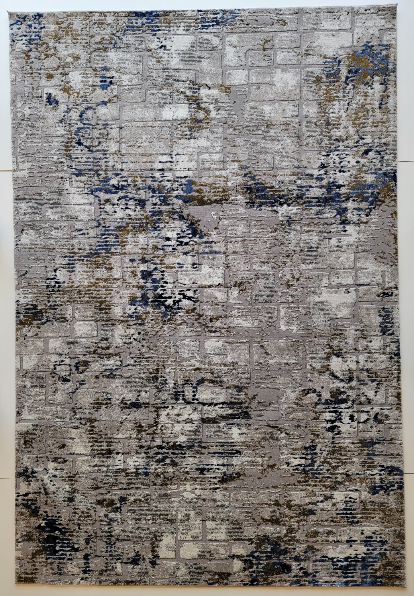 Armodies Geomatric Area Rug. Grey, Silver and Cobalt Blue.