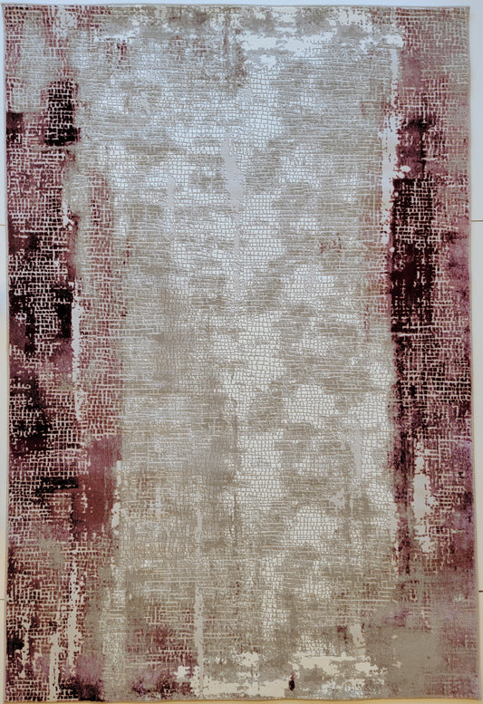 Avangard Abstract Area Rug. White, Beige, and Vinous Red