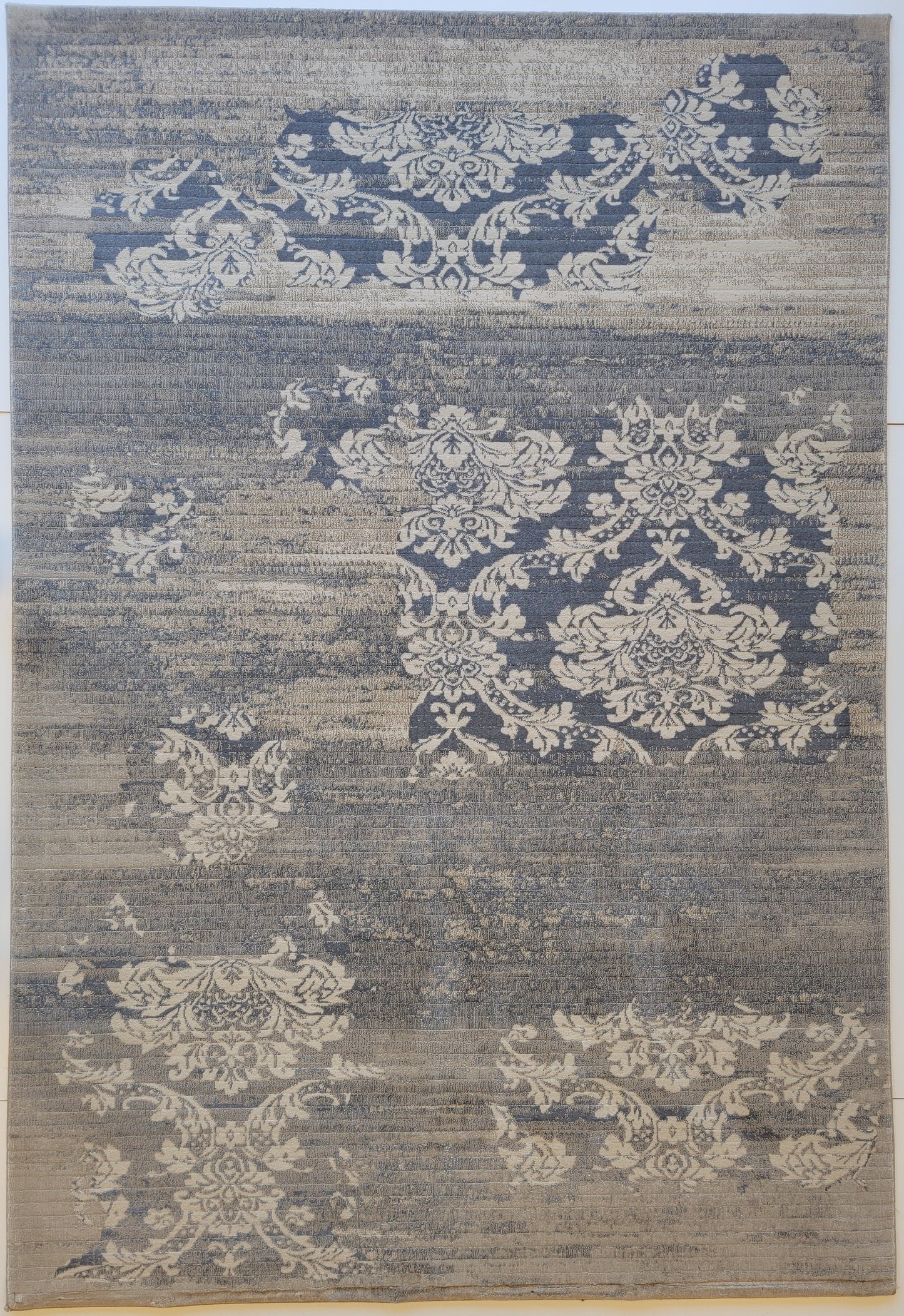 Baguette Modern Traditional Area Rug. White, Light Blue, and Gray