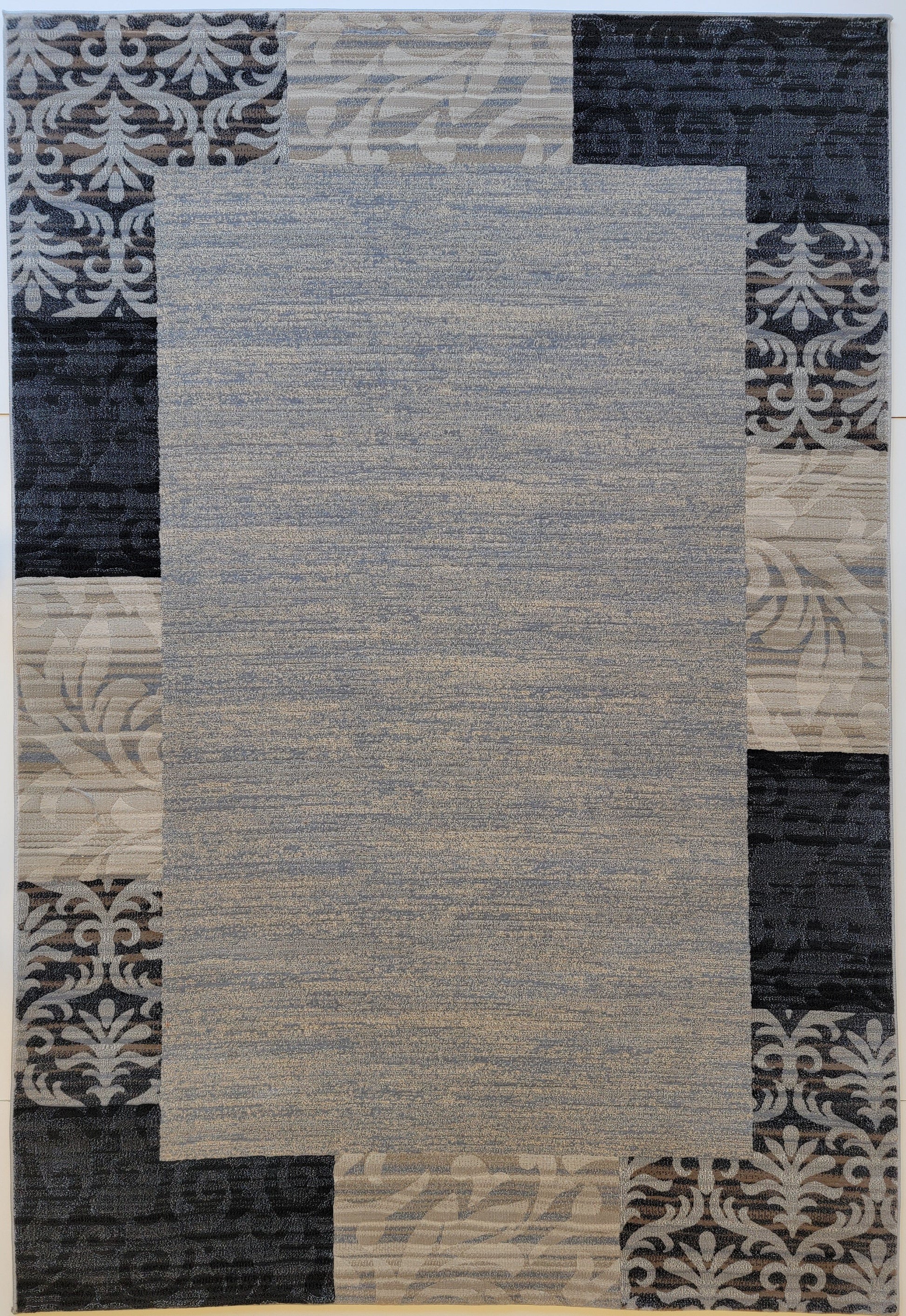 Baguette Geometric Area Rug. Beige, Brown, and Black  