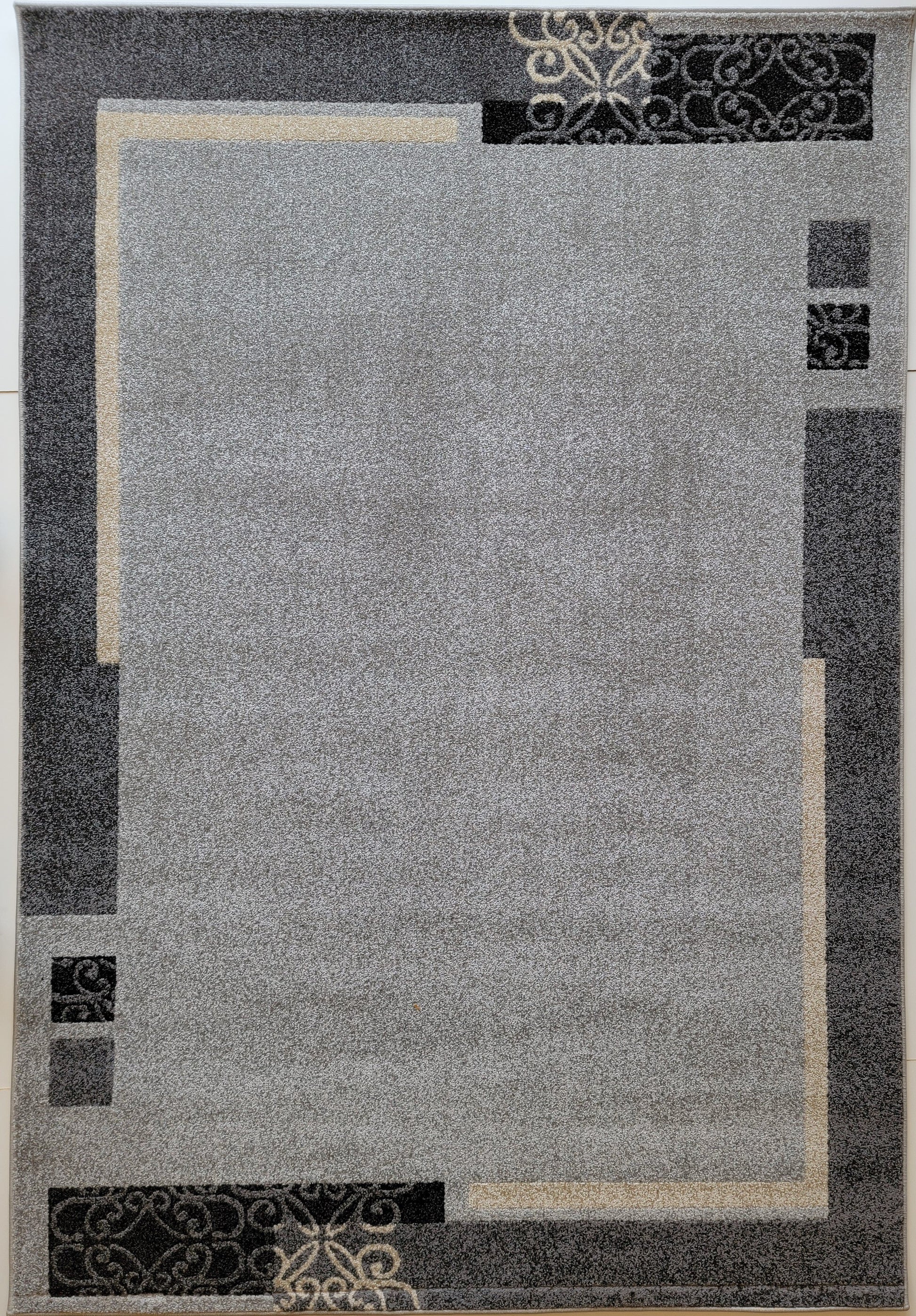 Chester Geometric Area Rug. Ash Gray and Charcoal 