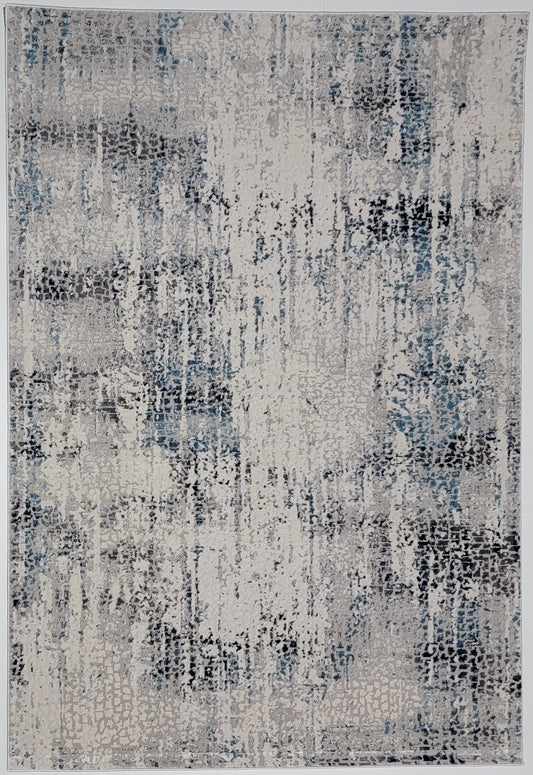 Cozy Abstract Area Rug. Cream, Gray, and Blue