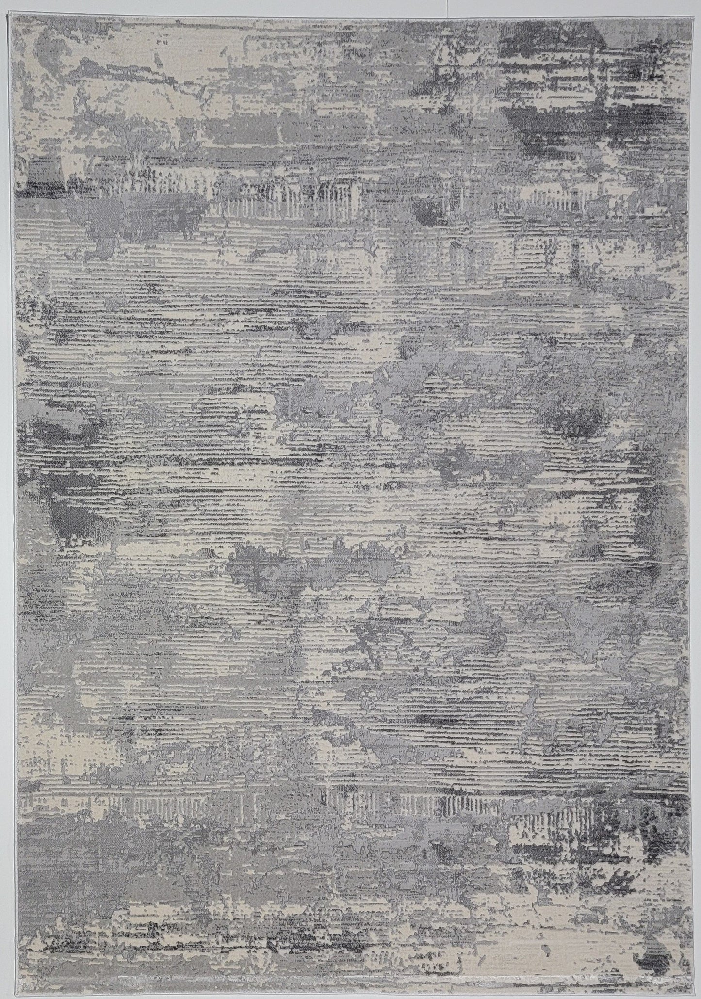 Cozy Abstract Area Rug. White, Light, and Dim Gray