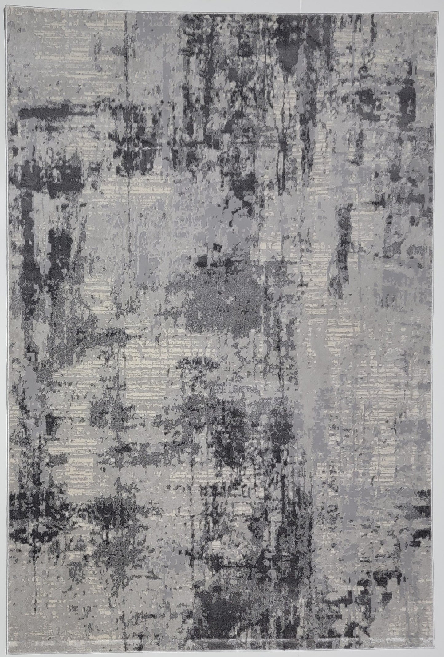 Cozy Abstract Area Rug. White, Ash Gray, and Dim Gray