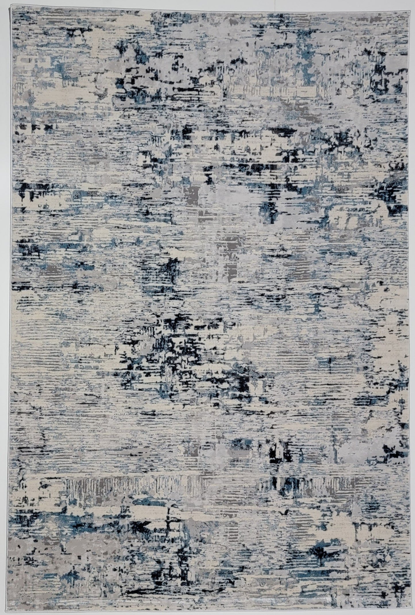 Cozy Abstract Area Rug. White, Gray, and Navy Blue