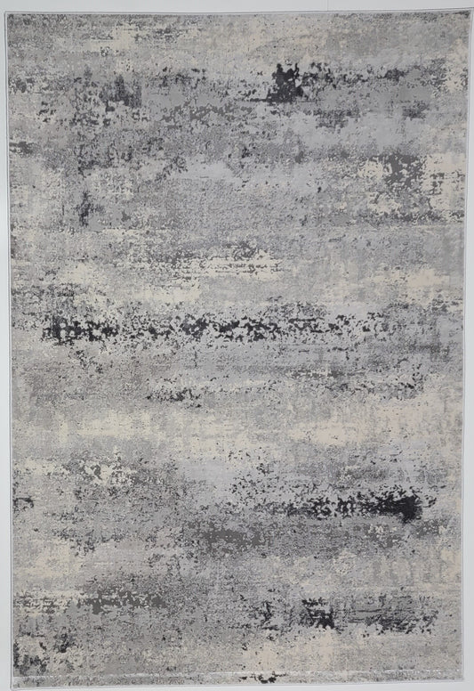 Cozy Abstract Area Rug. White, Platinum, and Slate Gray