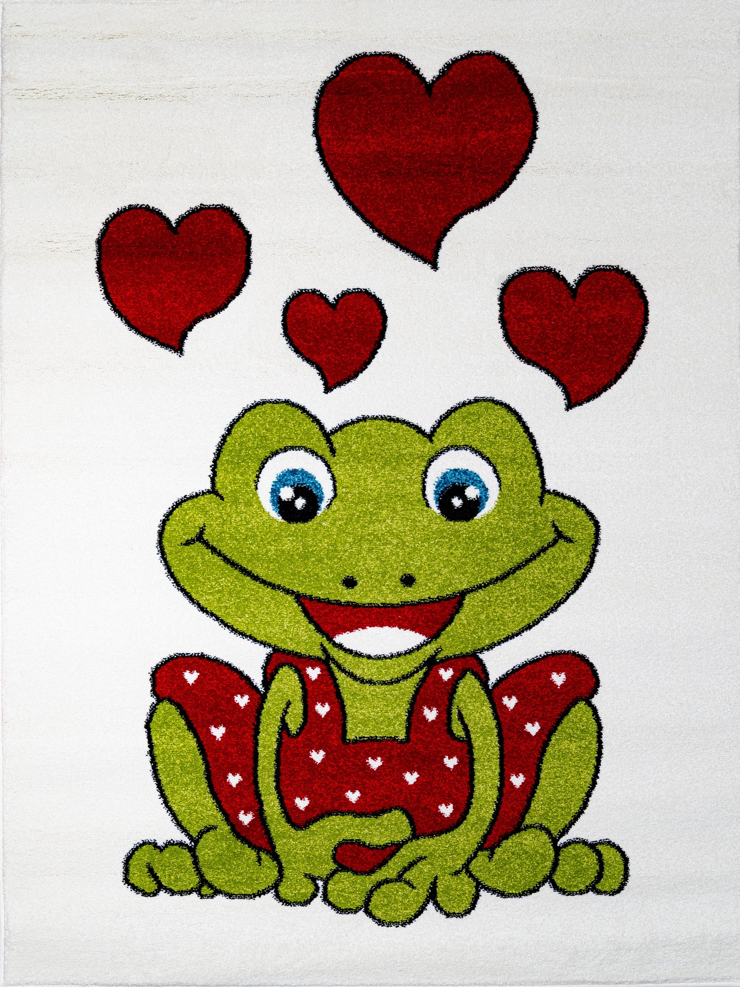 Diamond Kids Area Rug. Cream with a Green Frog Drawing