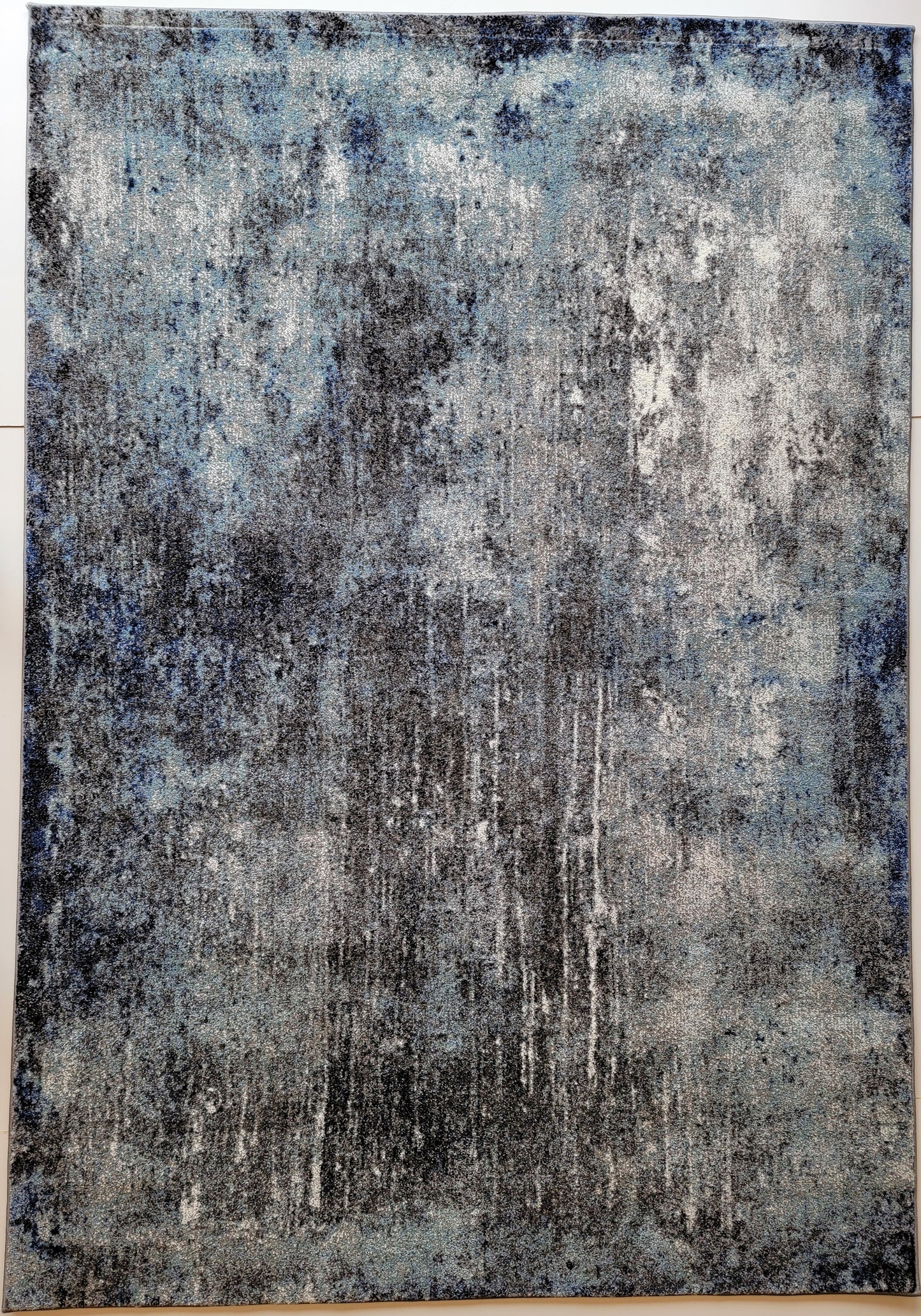 Diamond Abstract Area Rug. Gray, Ocean Blue, and White