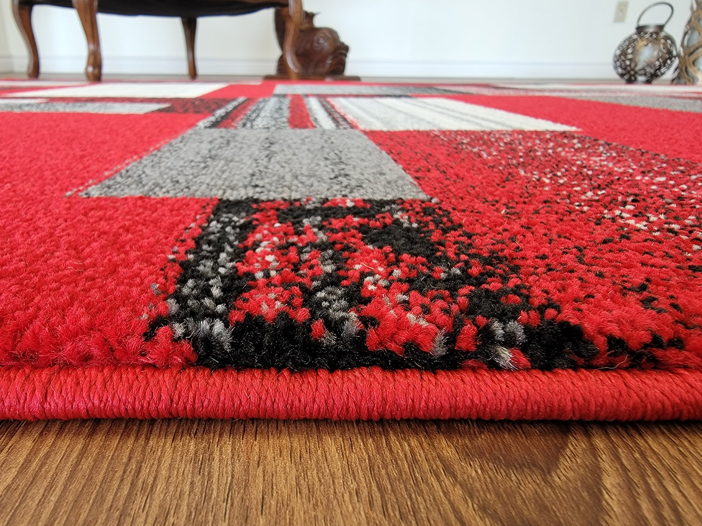 Diamond Geometric Mat. Scarlet Red, Gray, and Black