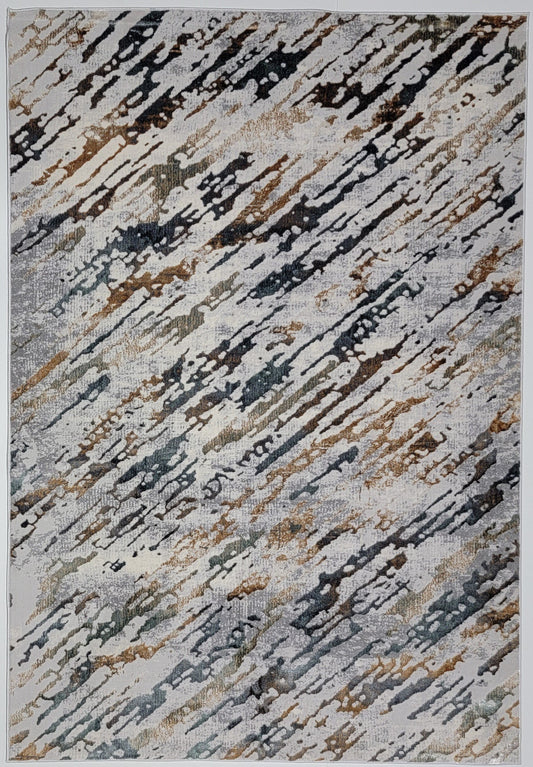 Emojy Abstract Area Rug. Gray, Blue, and Copper