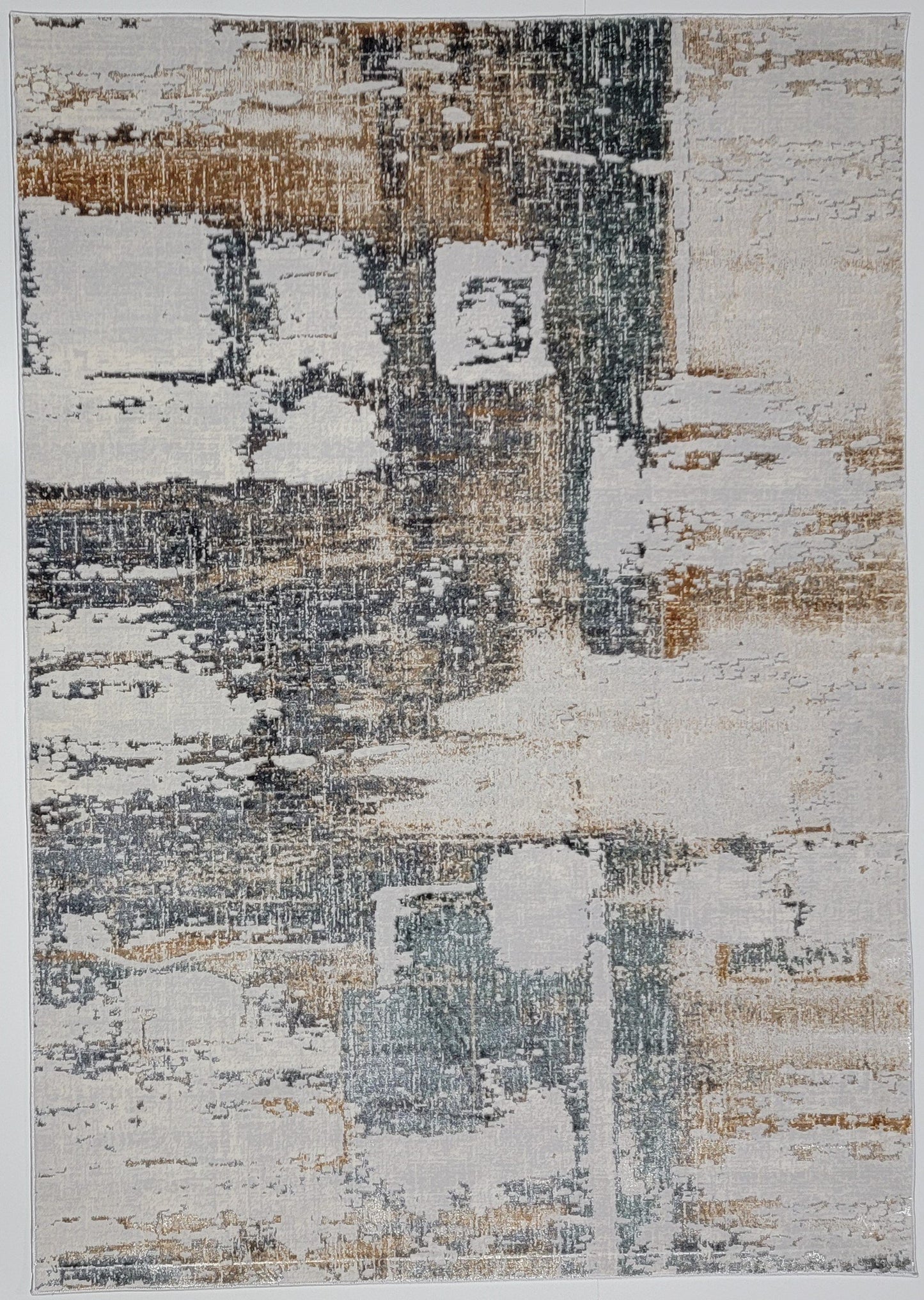 Emojy Abstract Area Rug. Cream, Ash Gray, and Light Brown