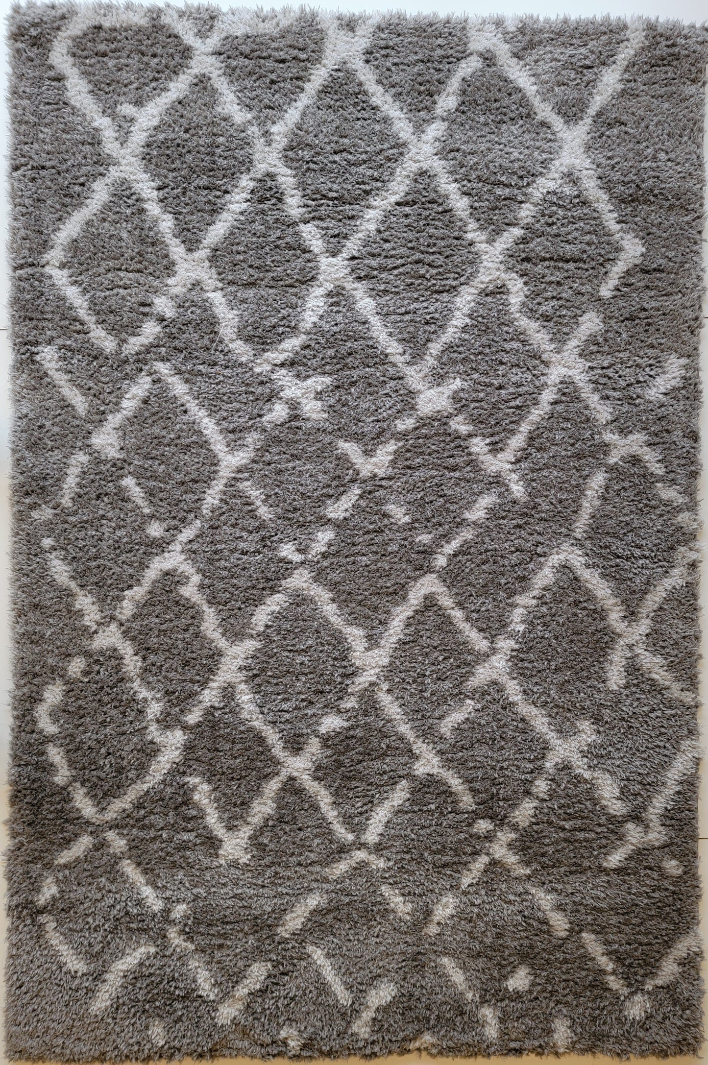 Flokati Shag Area Rug. White and Dark Gray 