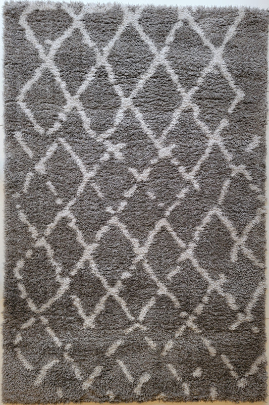 Flokati Shag Area Rug. White and Dark Gray 