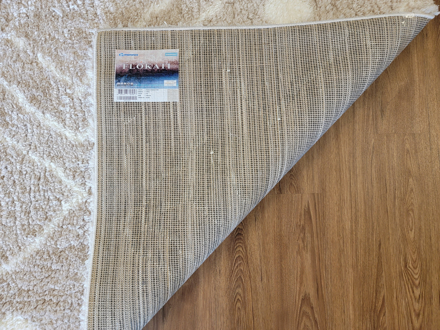 Flokati Shag Area Rug. White and Tan