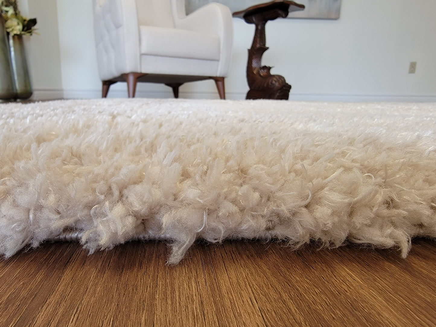 Flokati Shag Area Rug. White and Tan