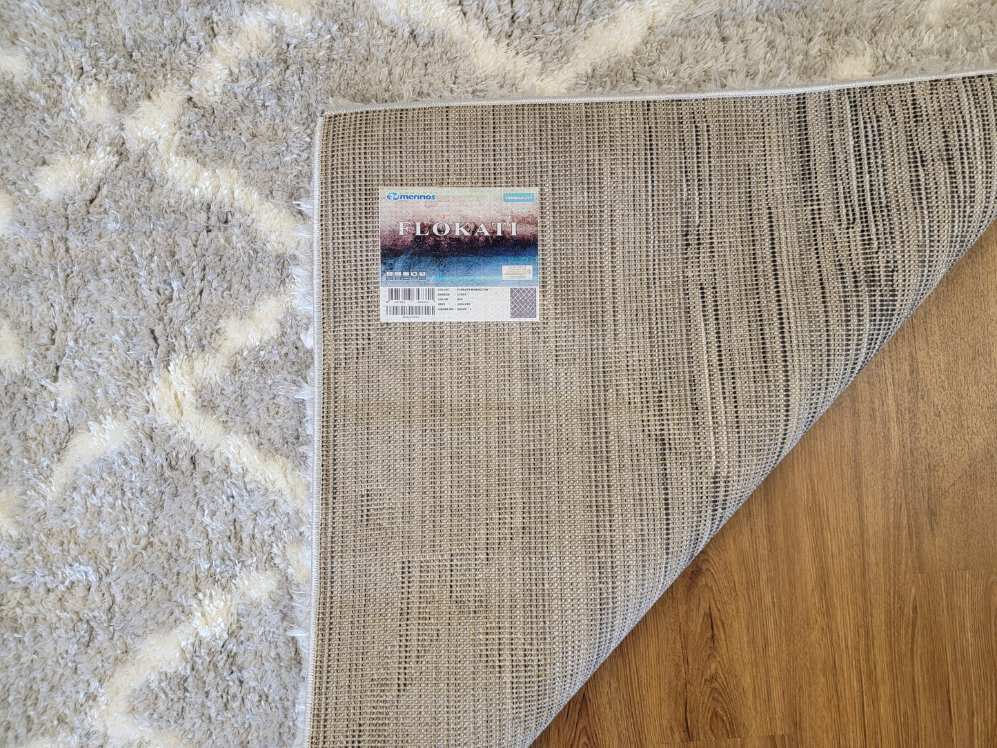 Flokati Shag Area Rug. White and Light Gray