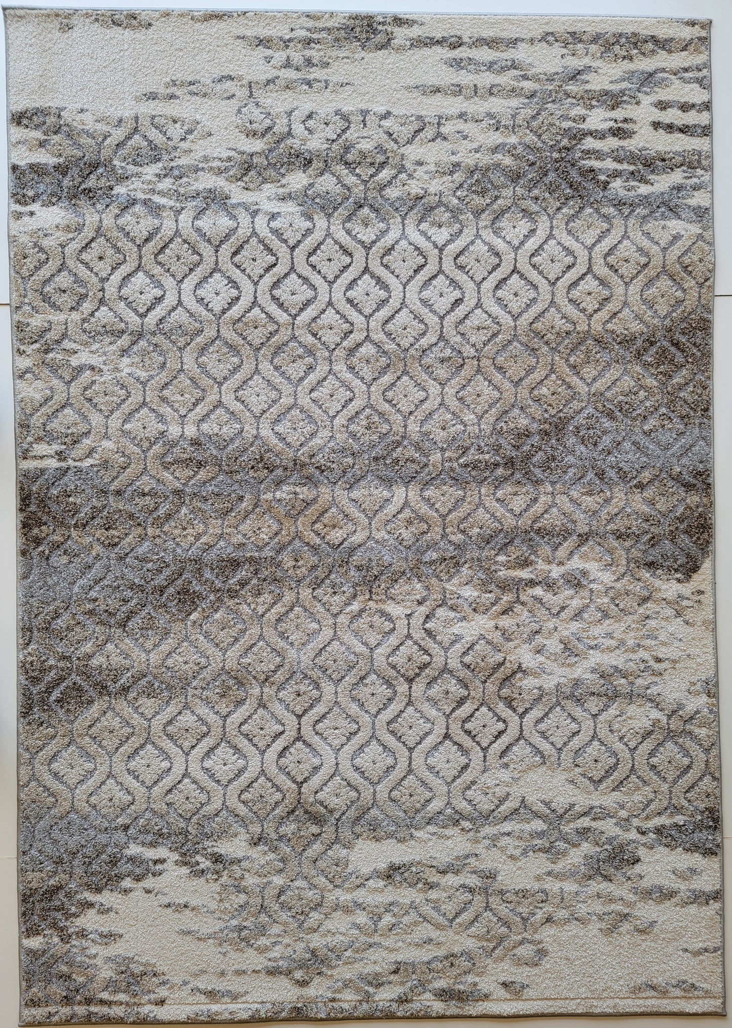 Ibiza Geometric Area Rug. Ivory, Brown, and Blue-Gray