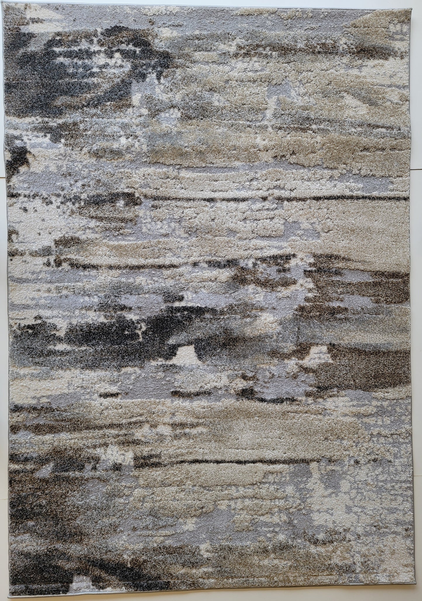 Ibiza Abstract Area Rug. Beige, Brown, and Silver