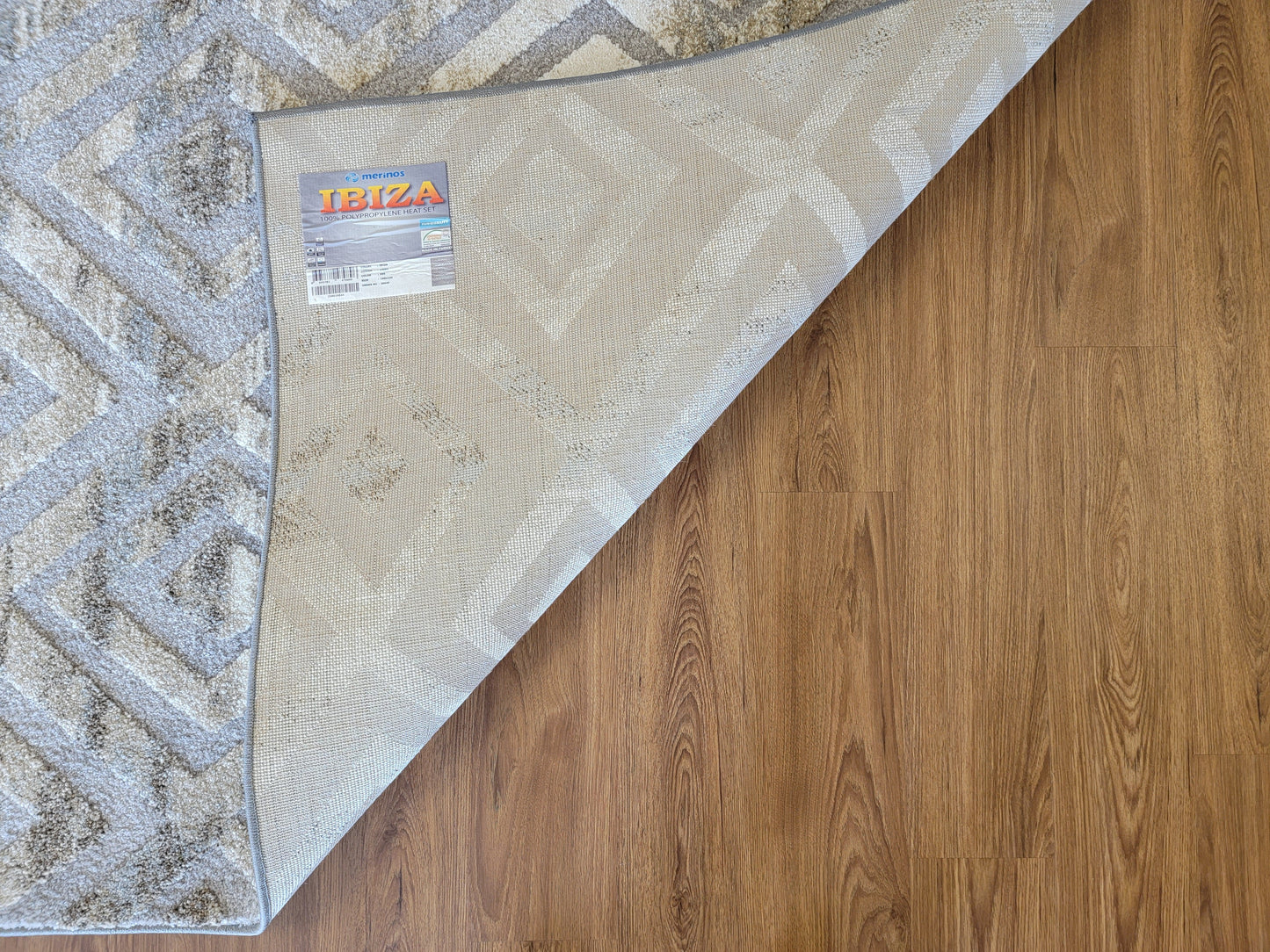 Ibiza Geometric Area Rug. Ivory,  Brown, and Platinum