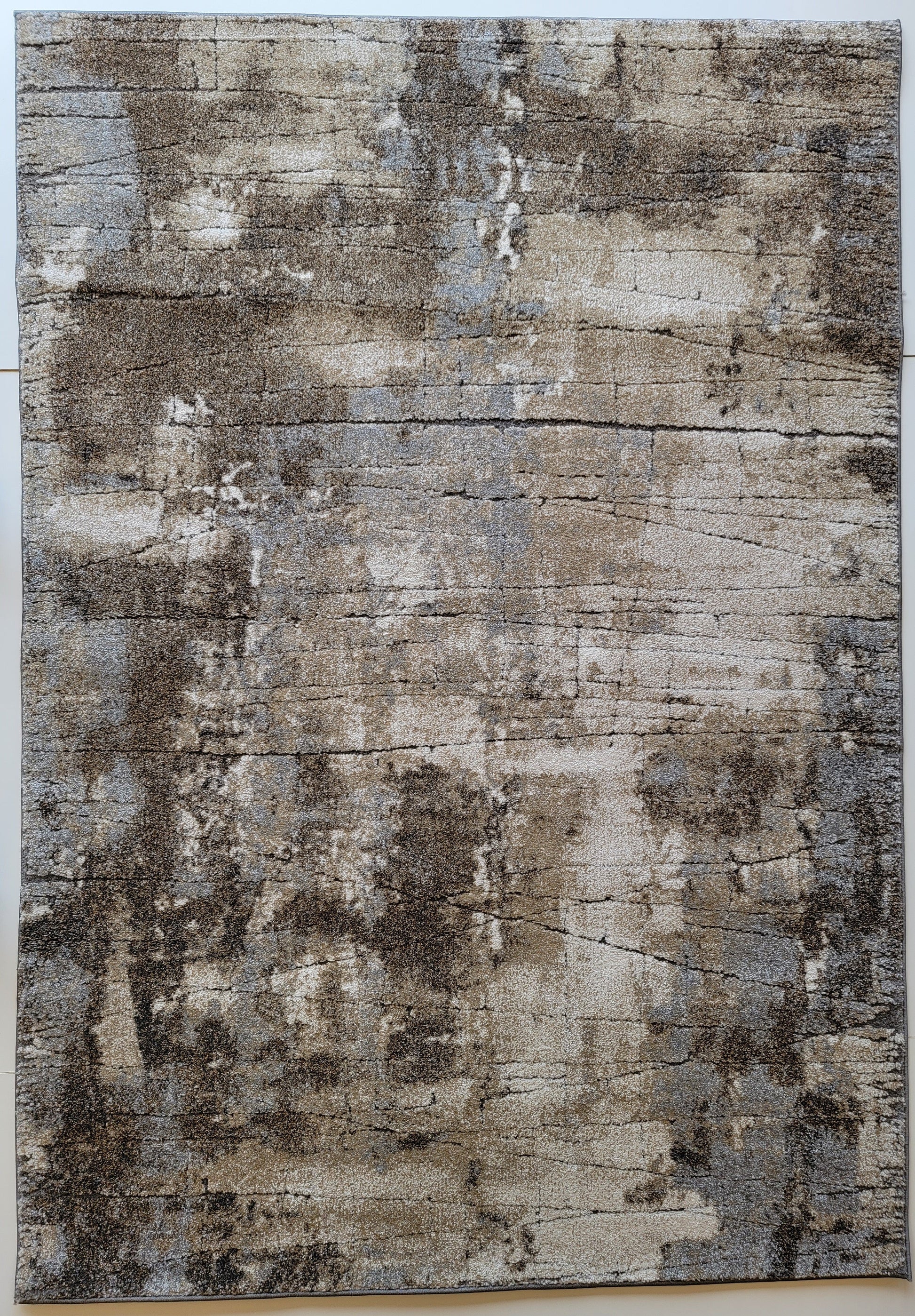 Ibiza Abstract Area Rug. Ivory, Sandy Brown, and Gray