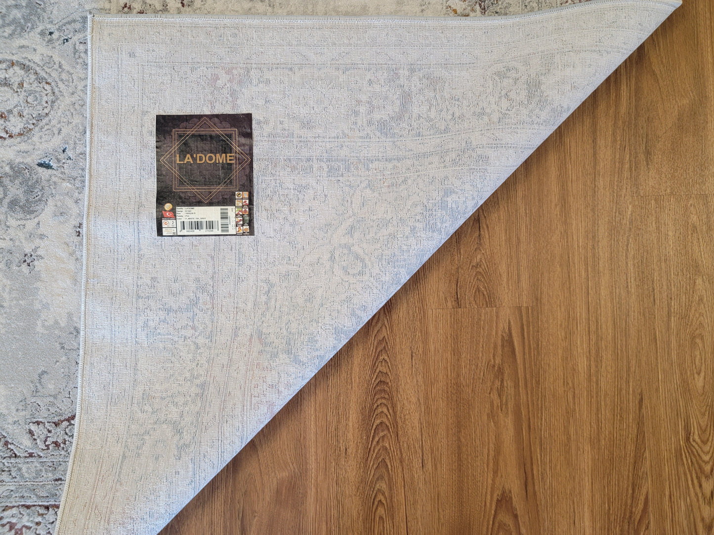 LaDome Modern Traditional Area Rugs. White, Ash Gray with Gold Touches