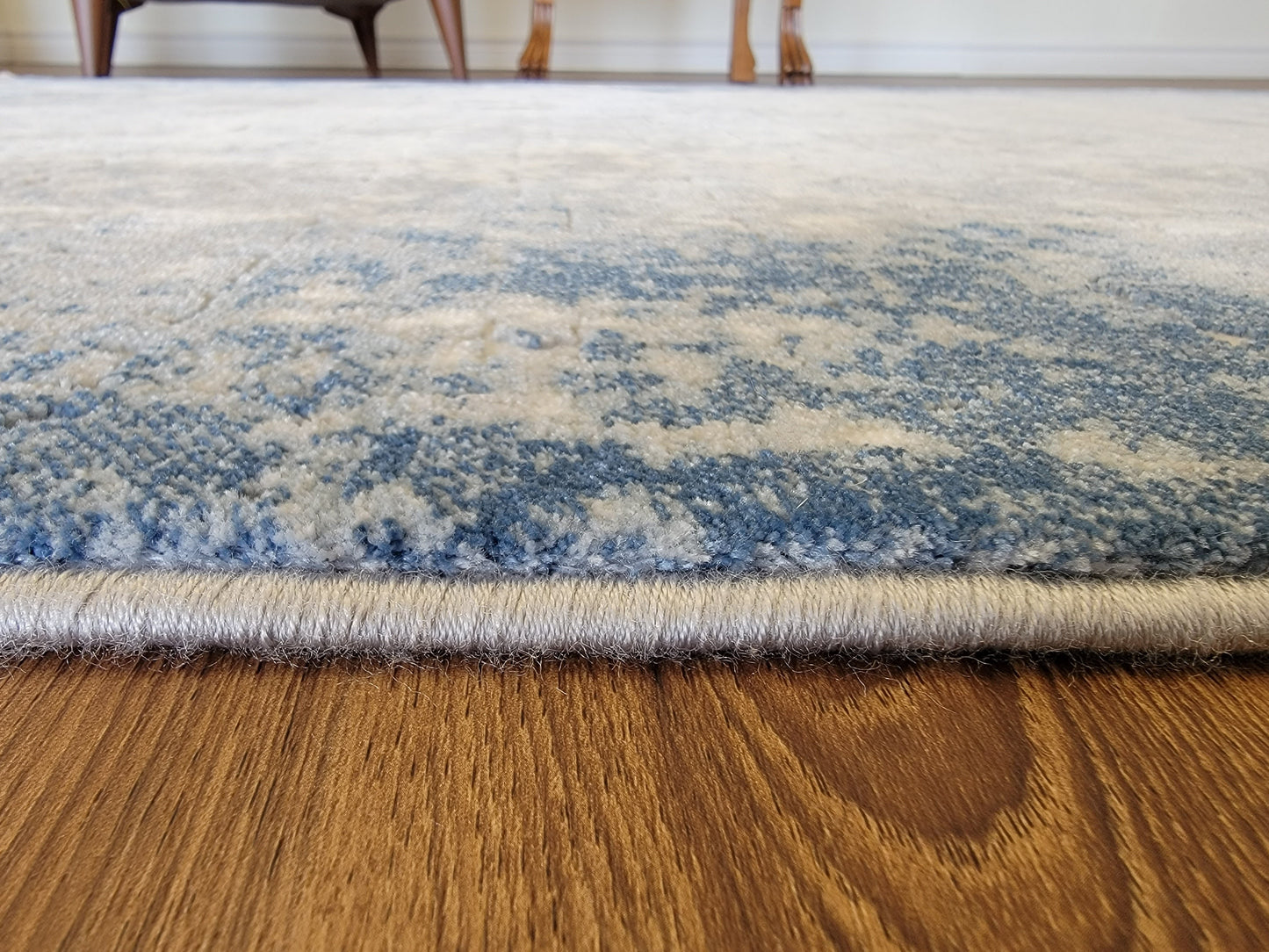 Maxim Abstract Area Rug. White, Platinum, and Cobalt Blue