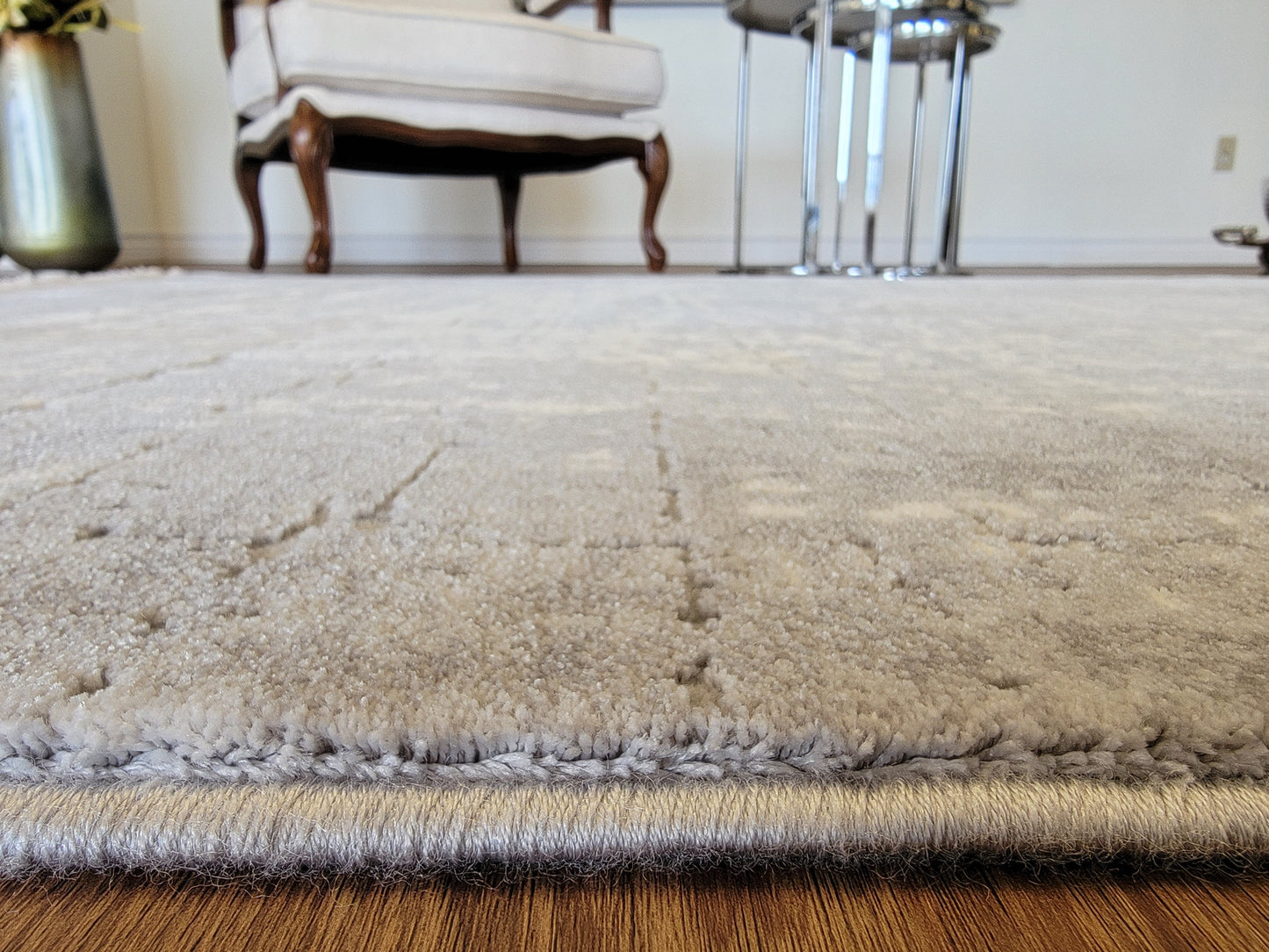 Maxim Abstract Area Rug. White, Platinum, and Ash Gray