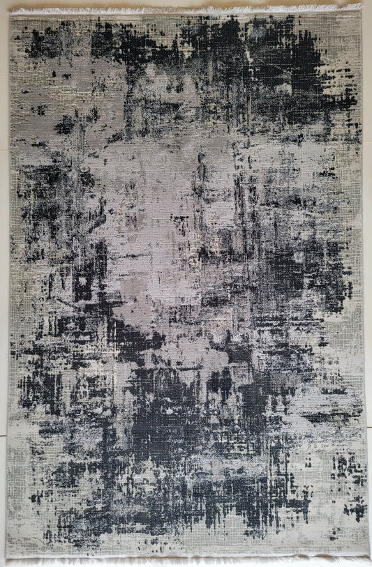 Maxim Abstract Area Rug. Light Gray, Slate Gray, and Charcoal