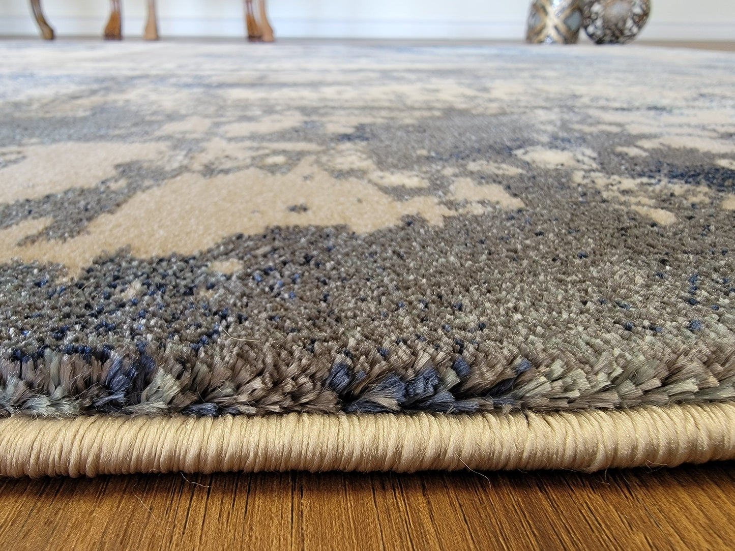 Olimpos Abstract Area Rug. Light Gray, Blue, and Army Green