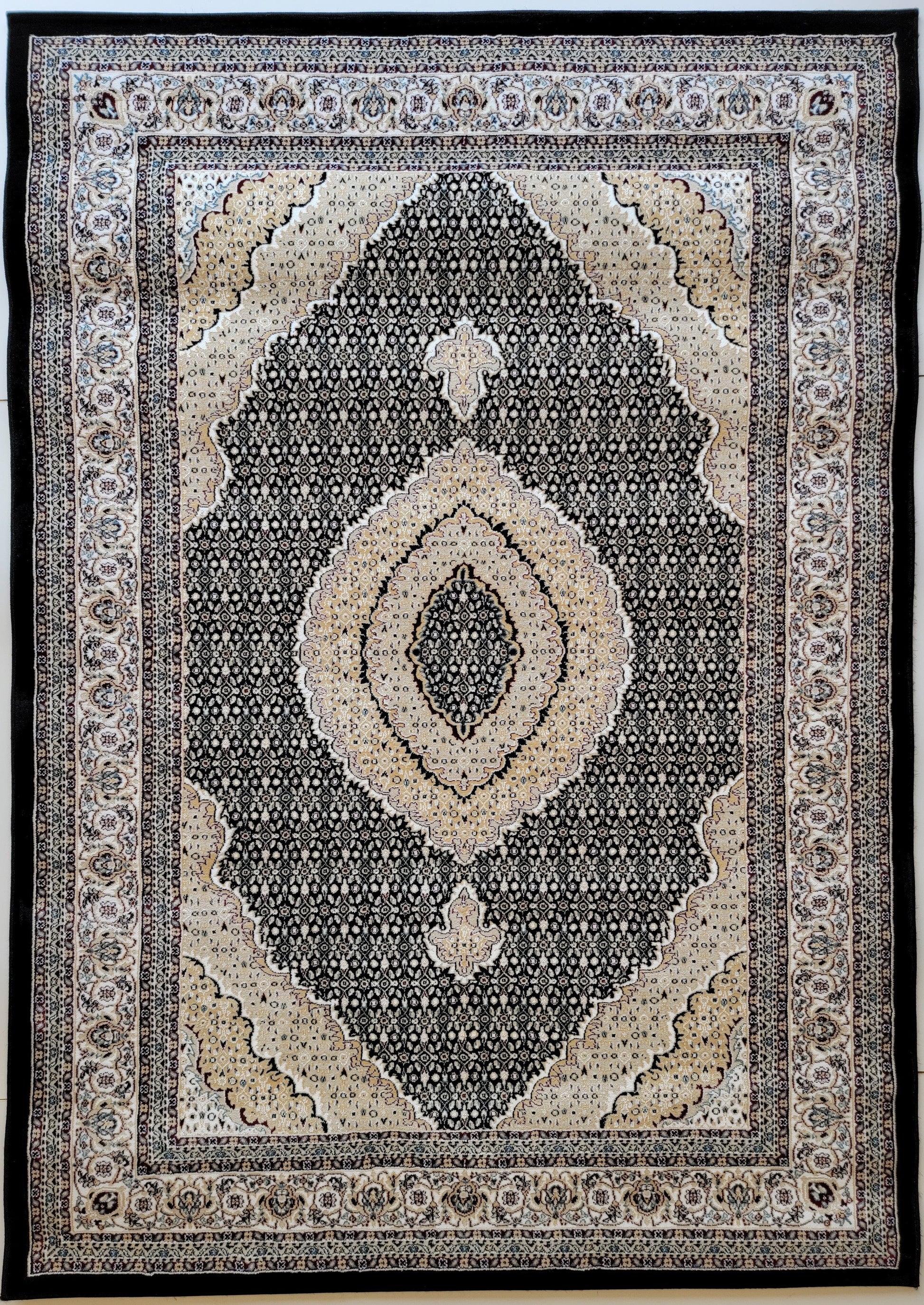 Rochet  Oriental Area Rug. Black and Beige