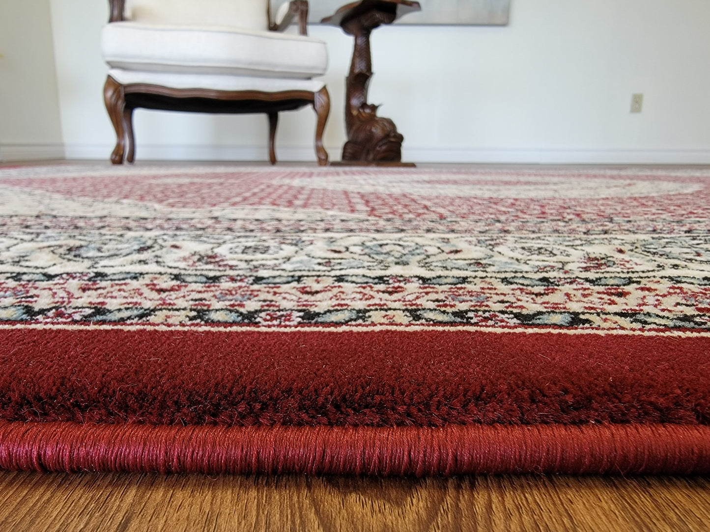 Rochet Oriental Area Rug. Beige, Ivory, and Red