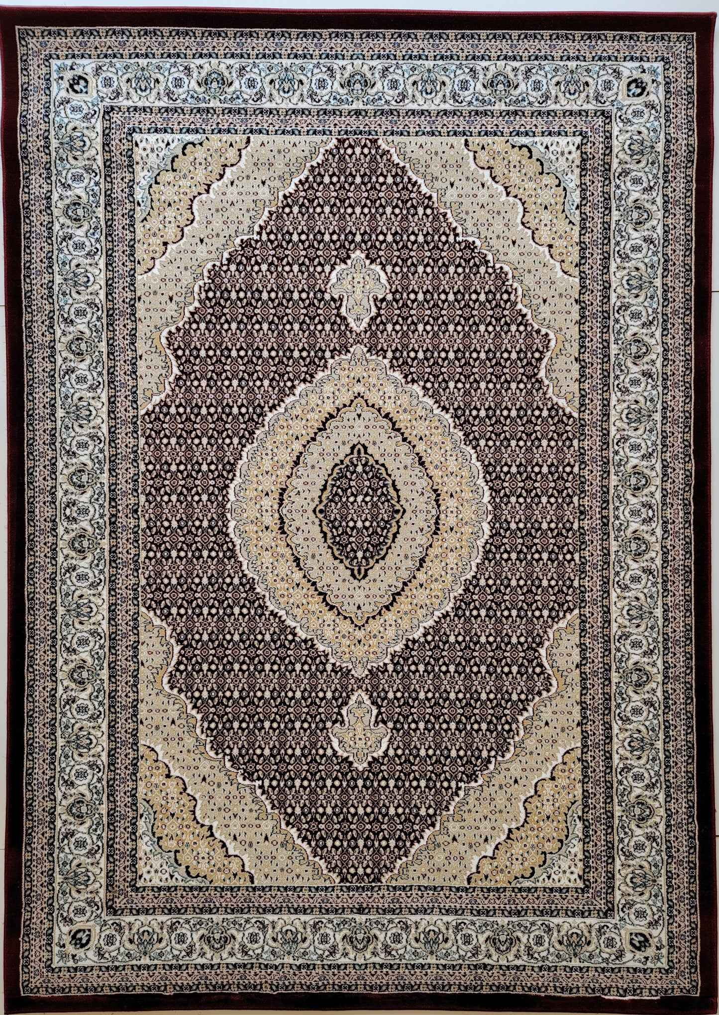 Rochet Oriental Area Rug. Beige, Ivory, and Red