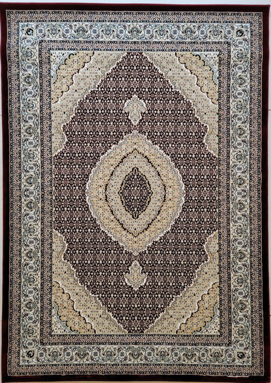 Rochet Oriental Area Rug. Beige, Ivory, and Red