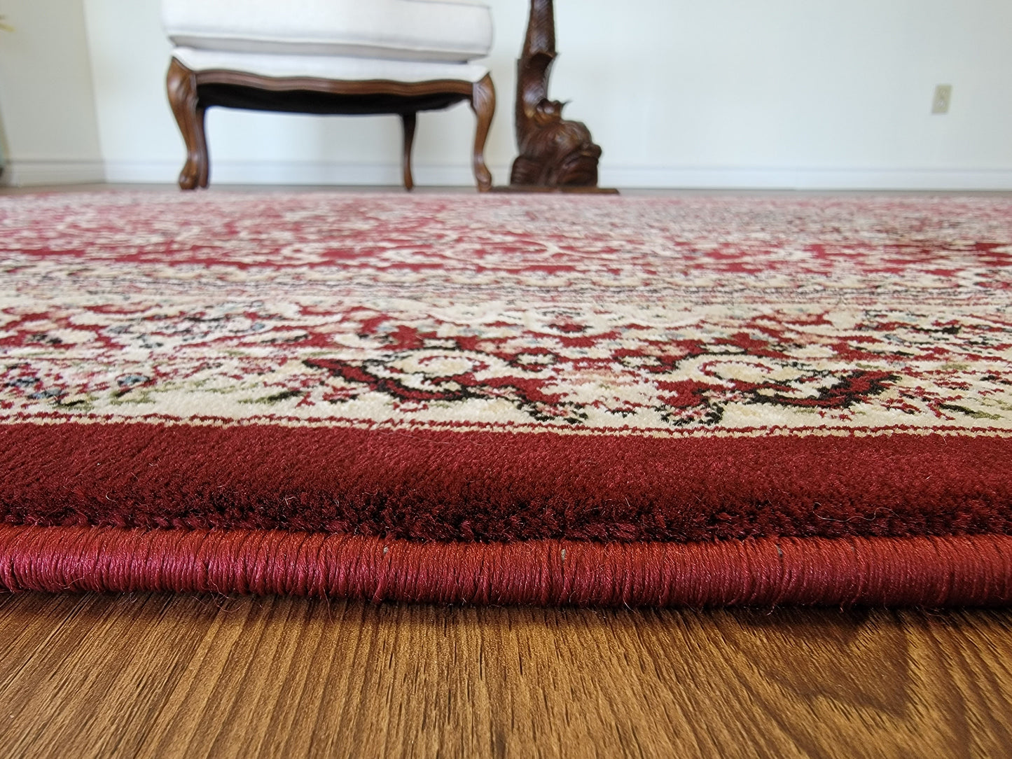 Rochet Oriental Area Rug. Dark Red and Beige