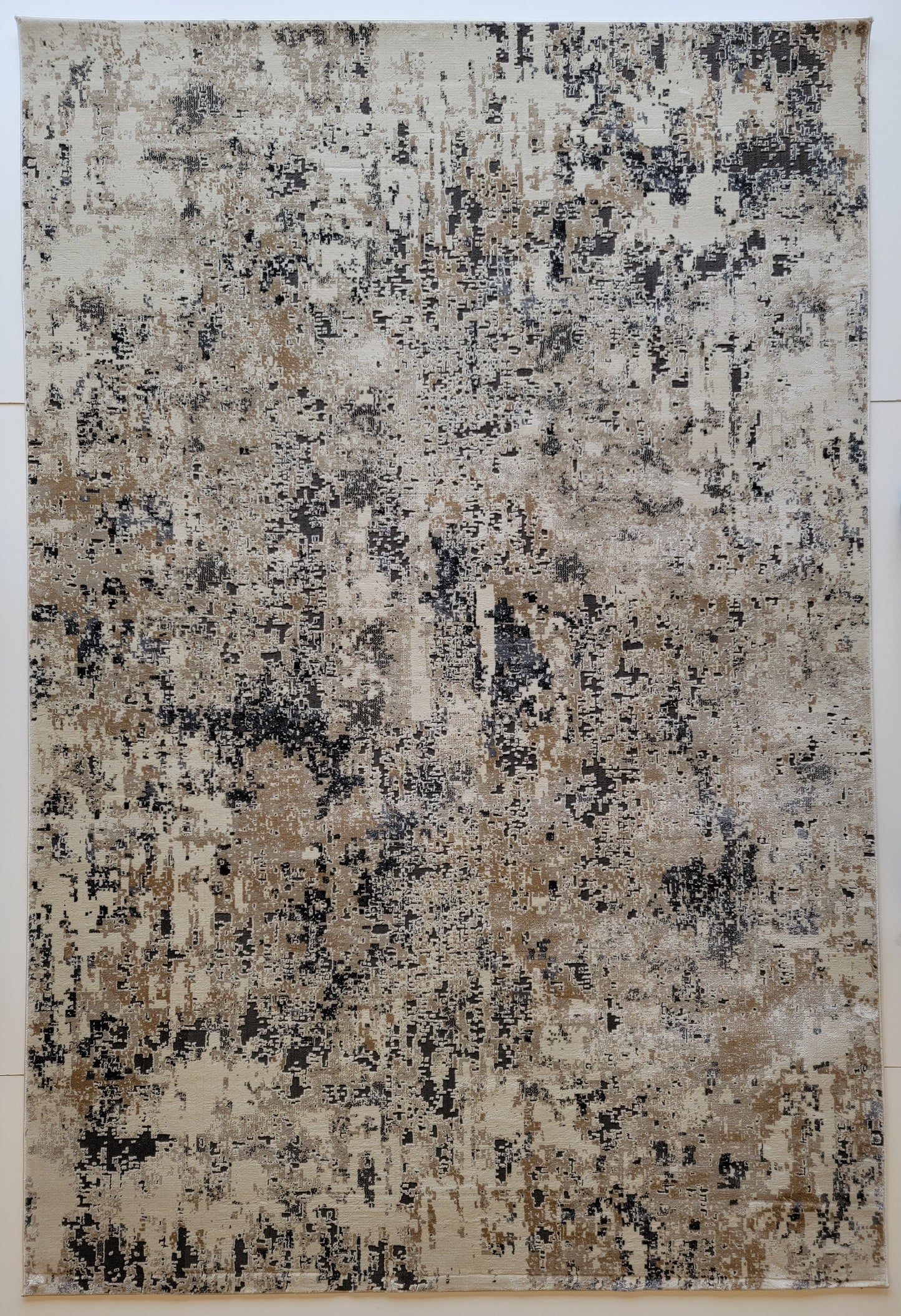 Serenity Abstract Area Rug. Beige, Blue, and Charcoal Gray