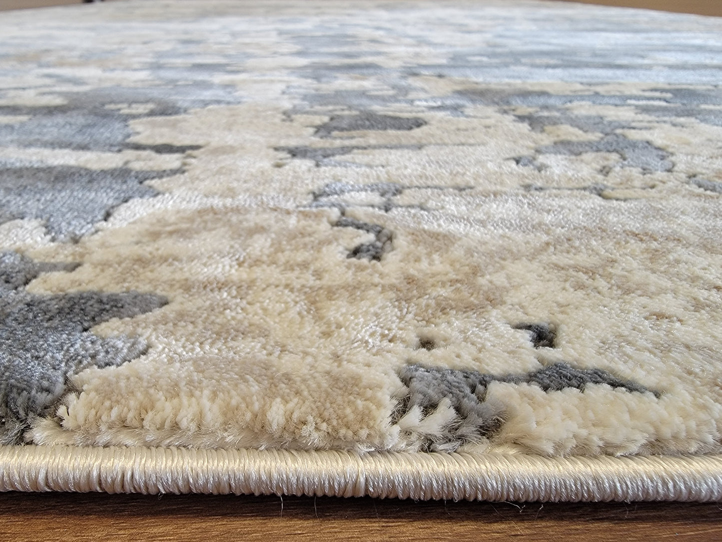 Serenity Abstract Area Rug. Beige, Brown, and Slate Gray