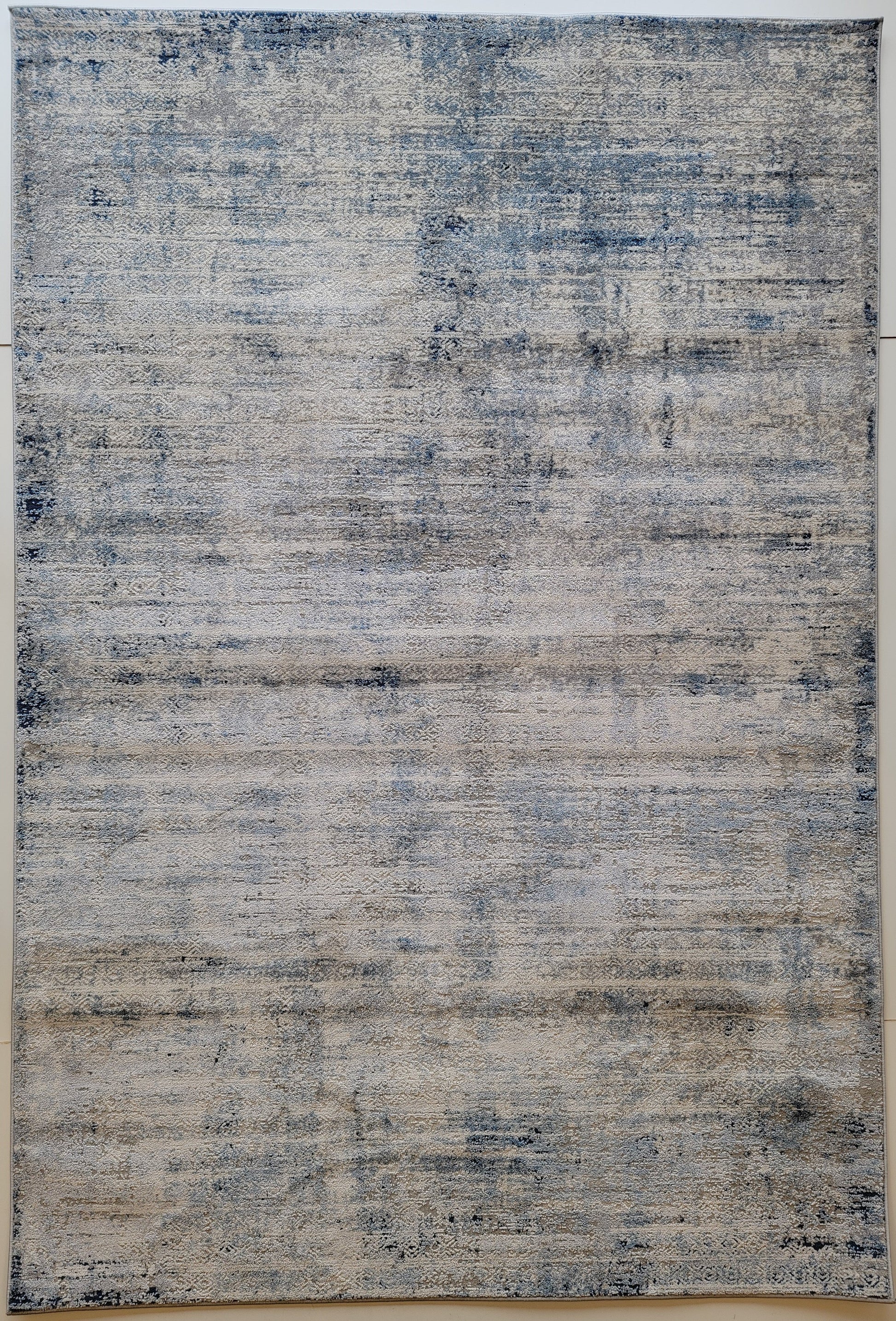 Venus Geometric Area Rug. White, Light Gray, and Cobalt Blue