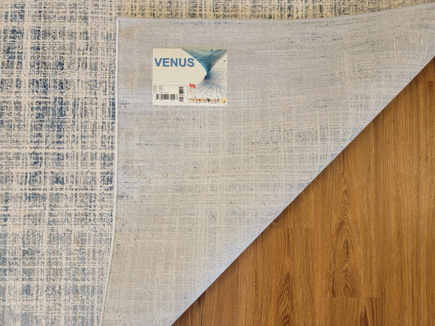 Venus Geometric Area Rug. Cobalt Blue and Gray